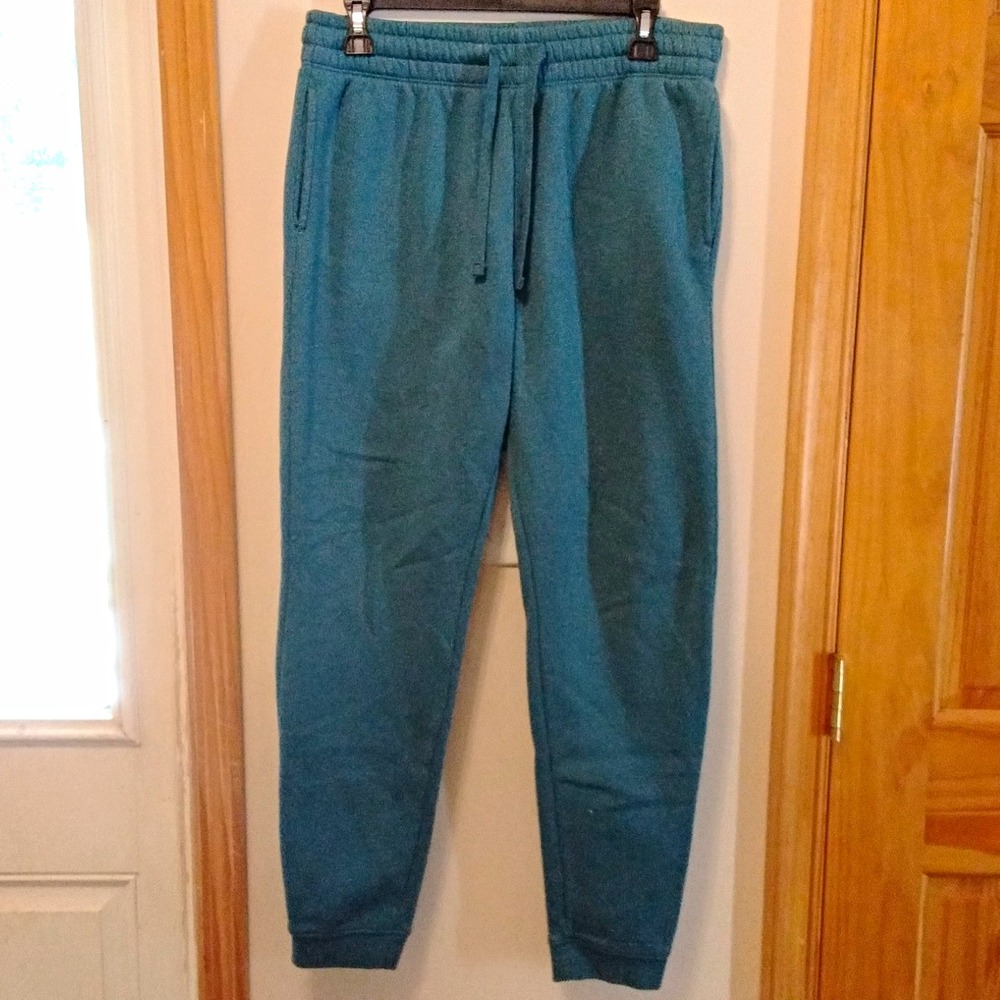 H&M Men's M Blue Regular Fit Jogger Pants Drawstring Elastic Waist Pockets
